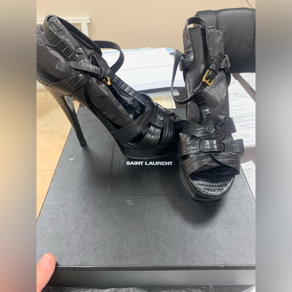 YSL black leather platform high heel - Picture 3 of 5